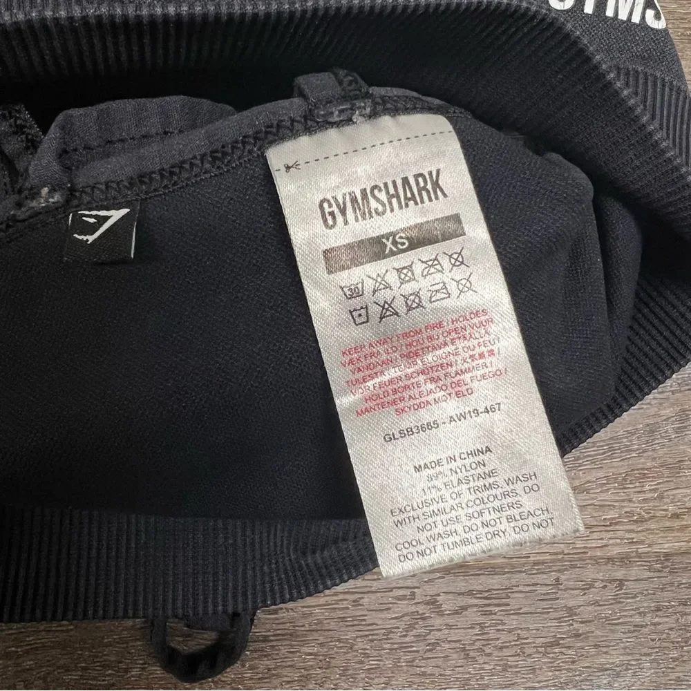 Gymshark Sports Bra Women's XS Charcoal Grey Studio Seamless Workout Spellout